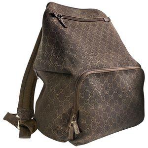 XL GUCCI Unisex GG Guccissima Travel Purse Brown Denim Canvas Backpack